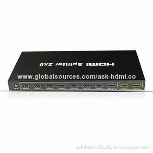 2 input 8 output hdmi switch splitter